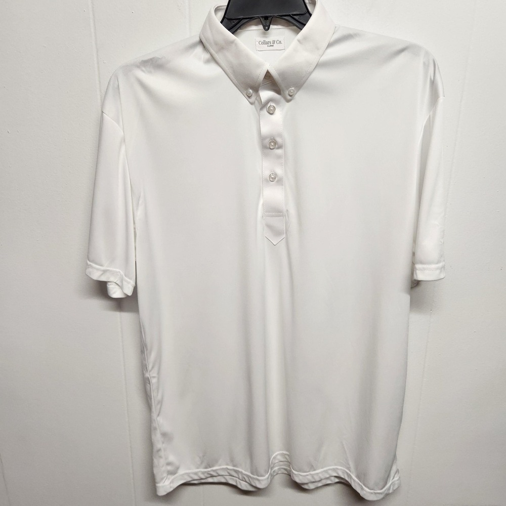 Collars & Co. Polo Shirt Mens XL White Dress Collar Short Sleeve Casual Knit